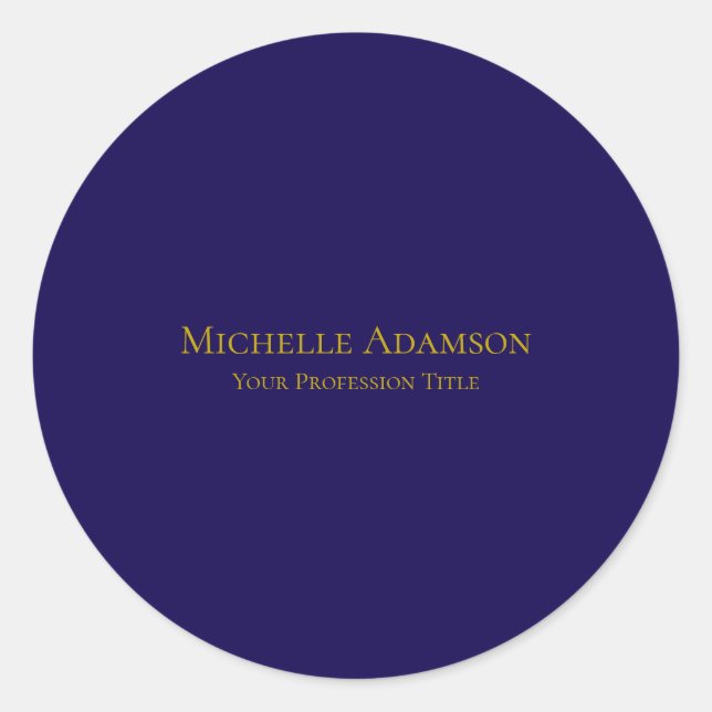 Sticker Rond Or et bleu foncé Couleur Professionnelle Plat Mode (Devant)