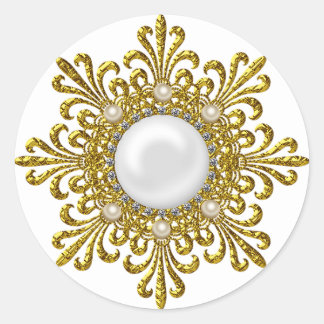 Sticker rond or et Pearl