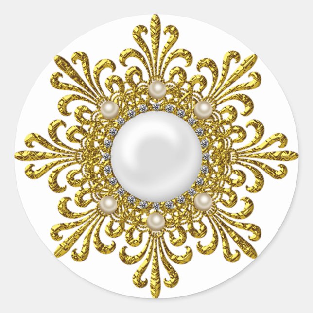 Sticker rond or et Pearl (Devant)
