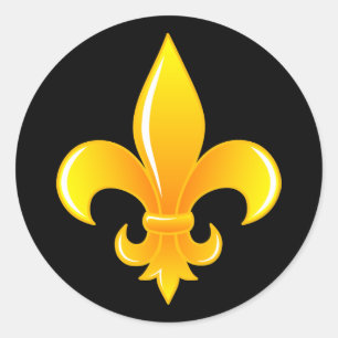 Sticker Rond Or Fleur De Lis