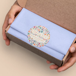 Sticker Rond Or Floral Beige Boho Merci Mariage Faveur