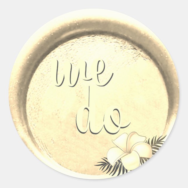 Sticker Rond *~* Or Floral Mariage de timbre de cire d'argent (Devant)