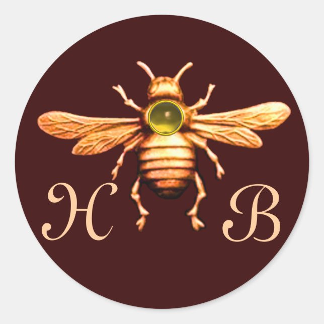 STICKER ROND OR HONEY BEE / BEEKEEPER BEEKEEPER MONOGRAM (Devant)