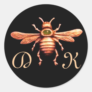 STICKER ROND OR HONEY BEE / BEEKEEPER BEEKEEPER MONOGRAM