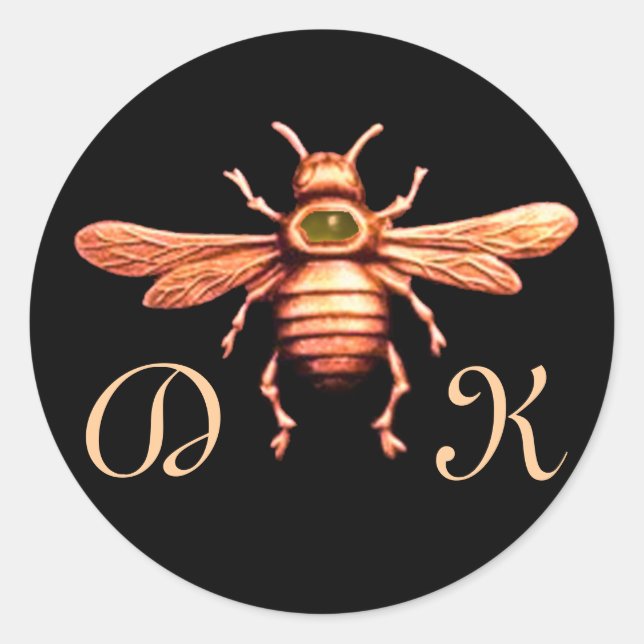 STICKER ROND OR HONEY BEE / BEEKEEPER BEEKEEPER MONOGRAM (Devant)