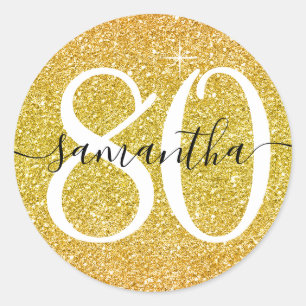 Sticker Rond Or Jaune Faux Paillettes Personnalisé 80