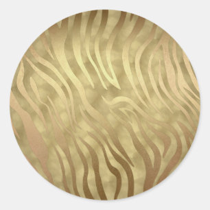 Sticker Rond Or Luxe Luxueux Safari Jungle Zèbre Glamour