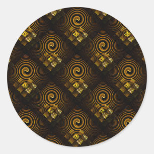 Sticker Rond Or Moderne Boho Élégant Motif d'Art Abstrait #502