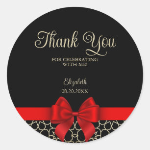 Sticker Rond Or Moderne Egypte Géométrique Rouge Ruban Merci No