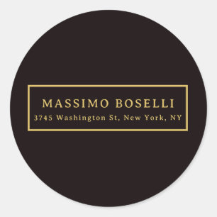 Sticker Rond Or Moderne Minimaliste Professionnel Or & Noir