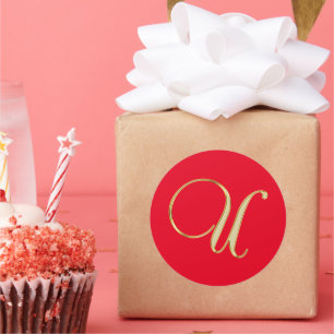 Sticker Rond Or monogramme U