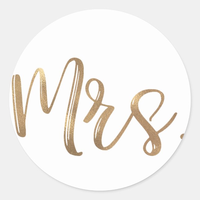 Sticker Rond Or MRS. Typographie Mariage Enterrement de Vie de  (Devant)
