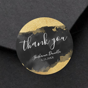Sticker Rond Or Noir Mitzvah Merci