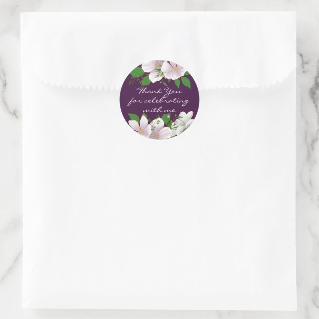 Sticker Rond Or Paré Floral Purple (Sac)