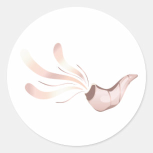 Sticker Rond Or rose d'illustration juive de shofar
