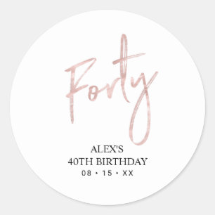 Sticker Rond or rose Lettres Quarante 40e anniversaire Faveur