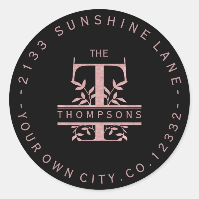 Sticker Rond Or Rose Monogramme personnalisé T U W Y X Z (Devant)