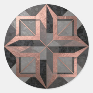 Sticker Rond Or rose noir géométrique marbre
