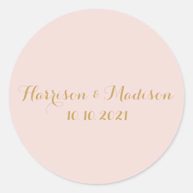 Sticker Rond Or rose vif Monogramme mariage personnalisé faveur (Devant)