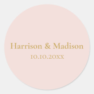 Sticker Rond Or rose vif Monogramme mariage personnalisé faveur