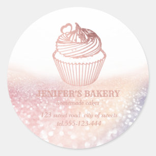 Sticker Rond Or Rose vintage cupcakes et sucreries maison