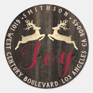 Sticker Rond Or rustique rouge en bois du retour RSVP de