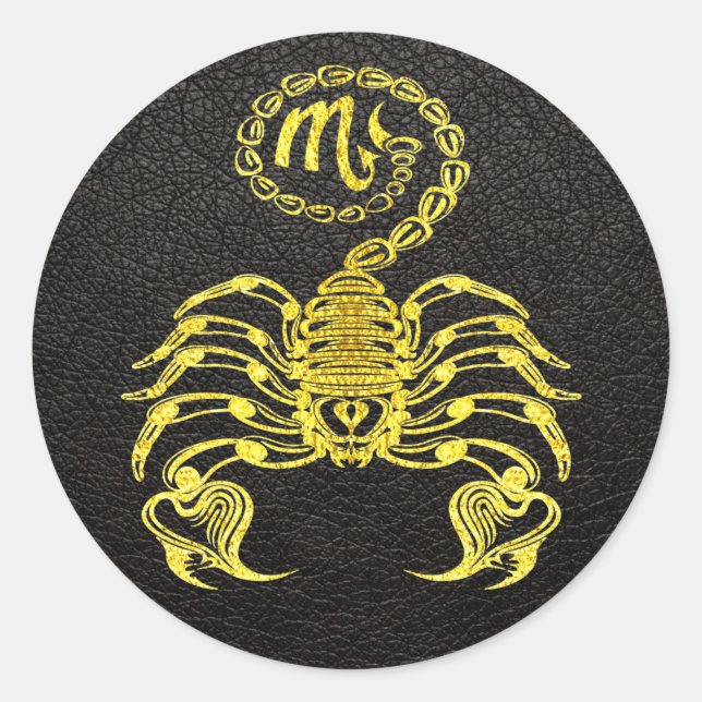 Sticker Rond Or Scorpio en cuir (Devant)