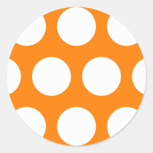 Sticker Rond Orange avec Pois blancs