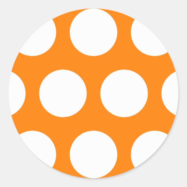 Sticker Rond Orange avec Pois blancs (Devant)