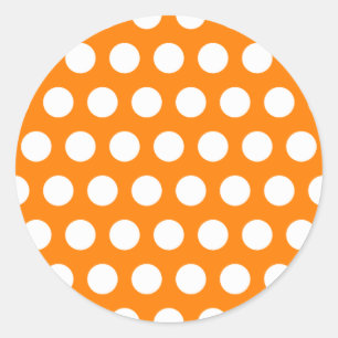 Sticker Rond Orange avec Pois blancs