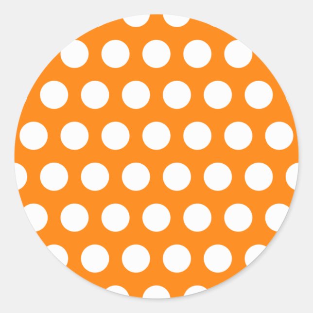 Sticker Rond Orange avec Pois blancs (Devant)