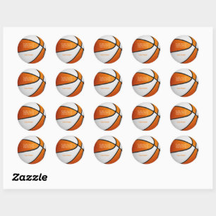 Sticker Rond orange blanc basket filles fête merci