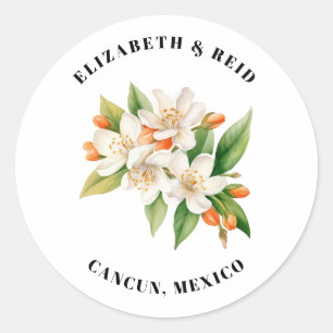 Sticker Rond Orange Blossoms & Jasmine Blooms Mariage