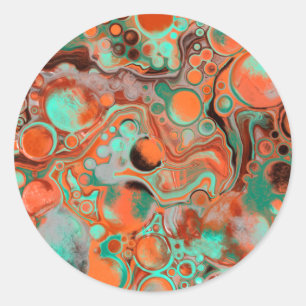 Sticker Rond Orange Brown Art moderne Abstrait