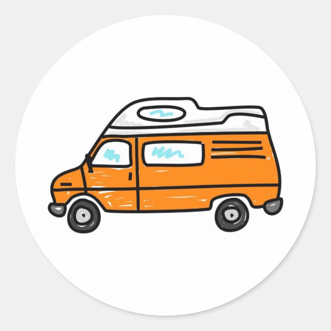 Sticker Rond Orange Campervan (Devant)