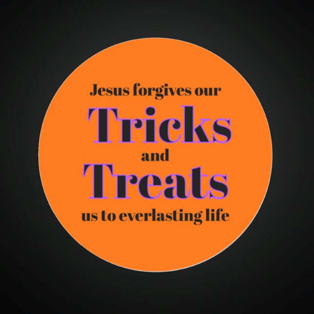 Sticker Rond Orange Christian Evangile Halloween Trick ou Treat (Share the love of Jesus and the gospel with this Orange and black Halloween trick or treat sticker. )