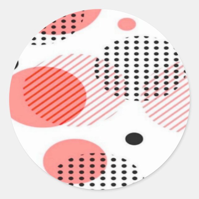 Sticker Rond Orange Circles with Black Polka Dots pattern (Devant)