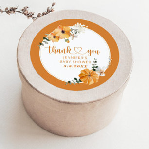 Sticker Rond Orange citrouille automne merci
