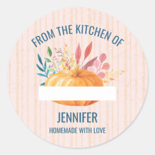Sticker Rond Orange Citrouille de la cuisine de