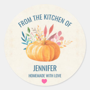 Sticker Rond Orange Citrouille de la cuisine de