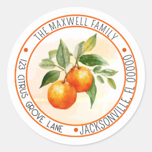 Sticker Rond Orange Citrus Fruit Circle Adresse de retour