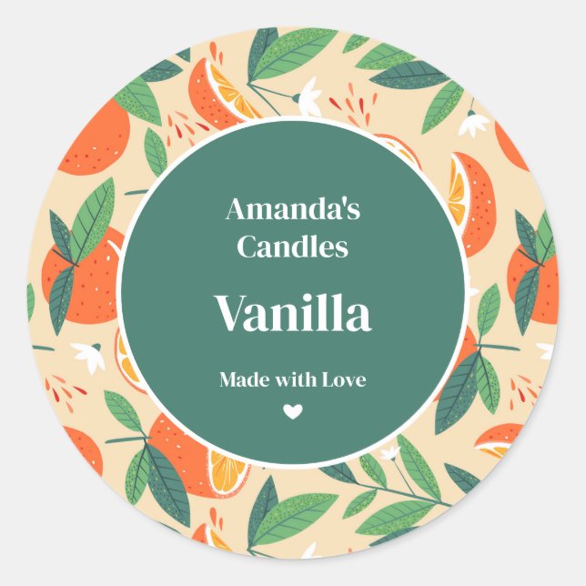 Sticker Rond Orange Citrus Fruit Rétro Motif Craft (Devant)