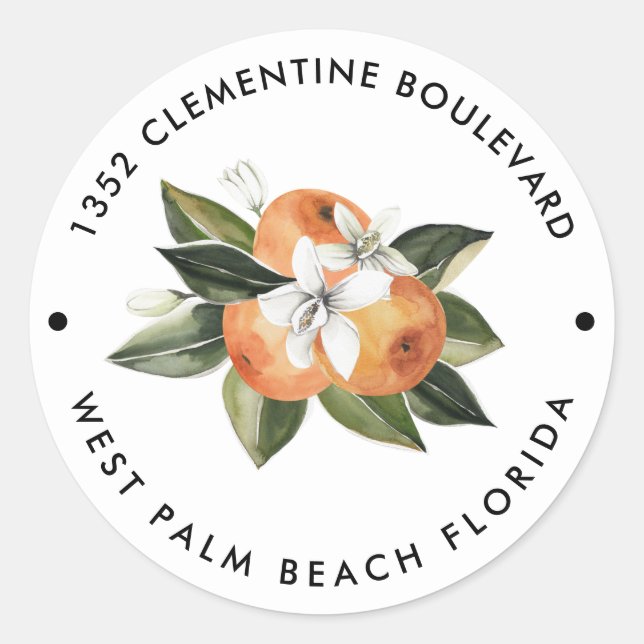 Sticker Rond Orange Cutie Tangerine Adresse de retour (Devant)