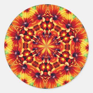 Sticker Rond Orange Daisy Abstrait Flower Art