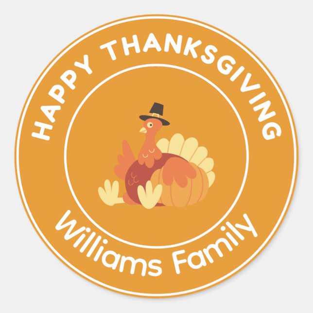 Sticker Rond orange de dinde bon thanksgiving (Devant)
