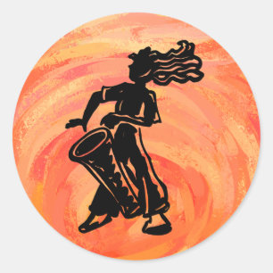 Sticker Rond Orange de tambour de nuits de boogie de New York