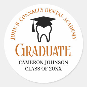 Sticker Rond Orange Dental School Custom Dentist Graduation