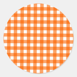 Sticker Rond Orange En vichy Motif