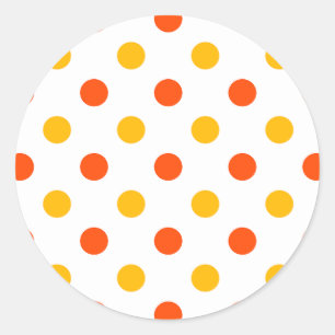 Sticker Rond Orange et Points Jaunes Blanc