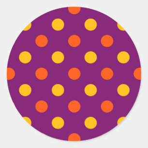 Sticker Rond Orange et points jaunes violets